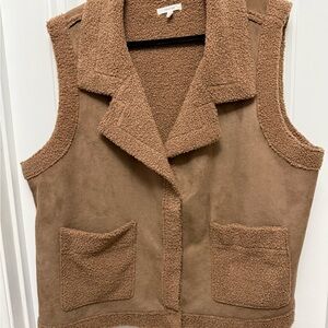 Maurices Brown Faux Suede Sherpa-lined Vest Western Plus size 2X